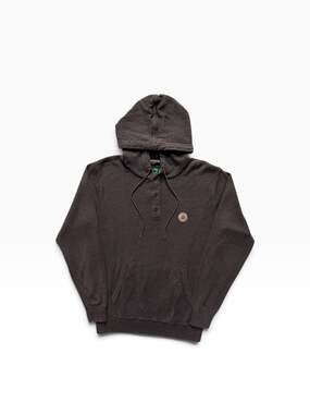 HippyTree Nomad Division Brown Knit Henley Hoodie Pullover Size M